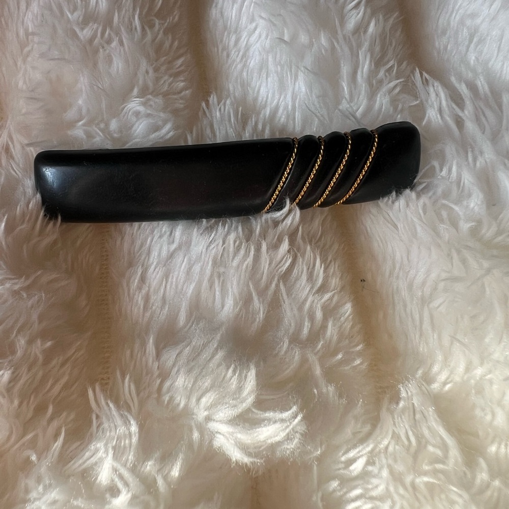 Vintage 80s 90s Barrettes Lot Goody France Gold Chain Black Clips - Picture 9 of 11